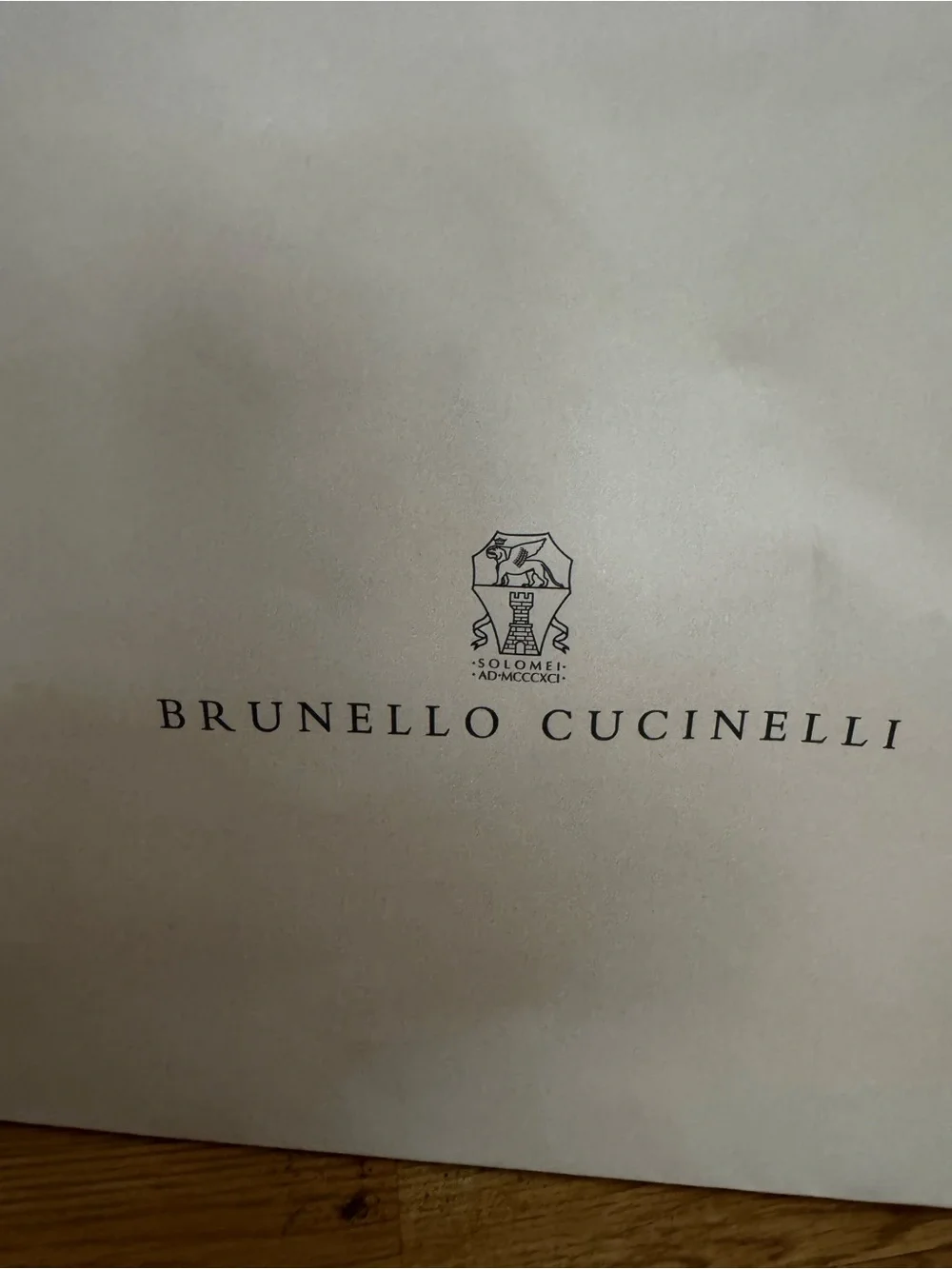 Brunello Cucinelli White Paper Shopping Bag with Gray Rope Handles